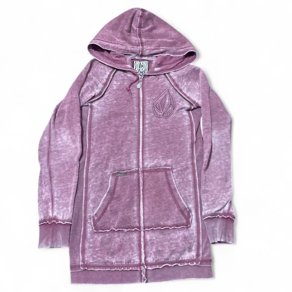 Volcom frosted purple fleece hoodie stone logo vintage y2k surf XS/16.5